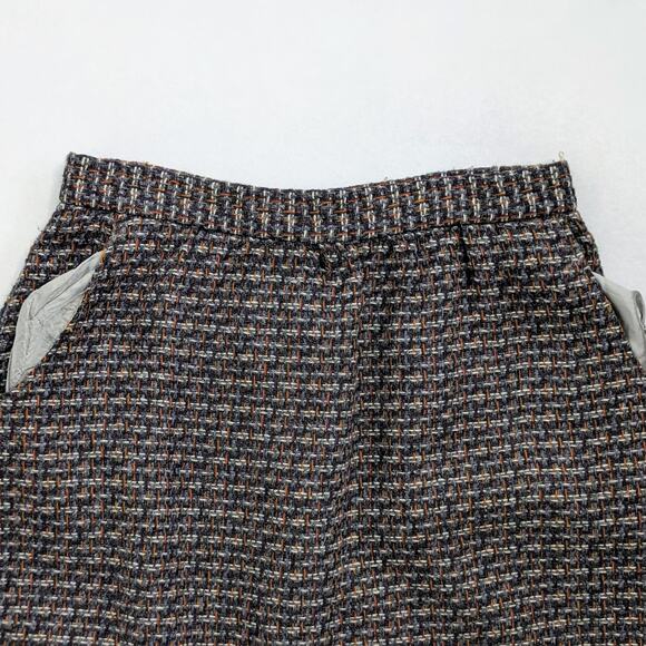 Vintage Skirt Women's 10 Gray Grey Wool Blend A Line Plaid Midi Lined Pockets - Picture 4 of 12